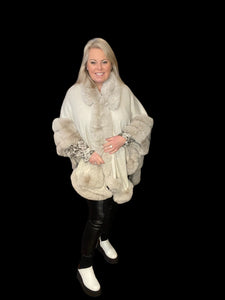 AW24 Faux Fur Trimmed Cape